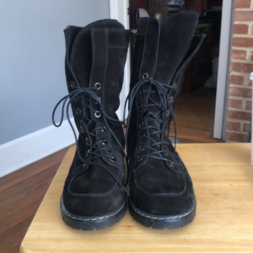 Stuart Weitzman Suede Lace-Up Winter Boots 8.5 - Picture 2 of 8